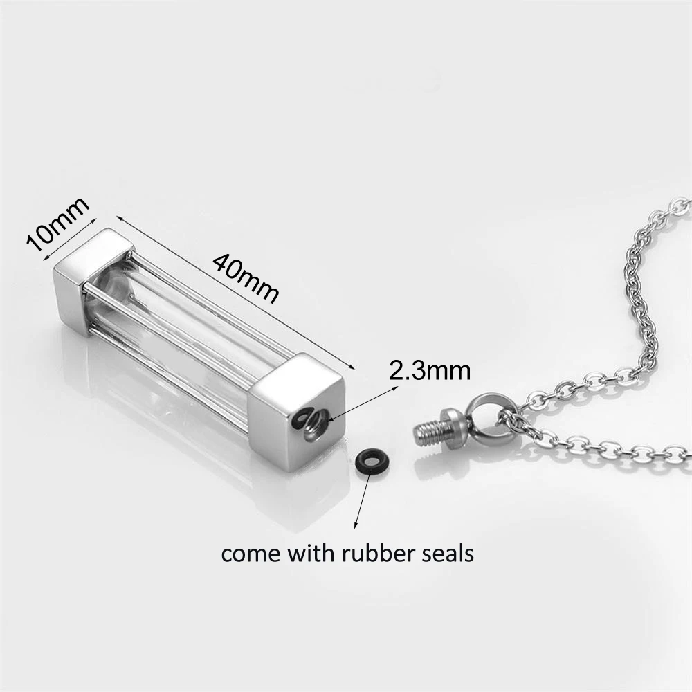 1PC Glass Cremation Jewelry Urn Pendant Necklace Stainless Steel Memorial Pendants Ash Holder for Pet/Human