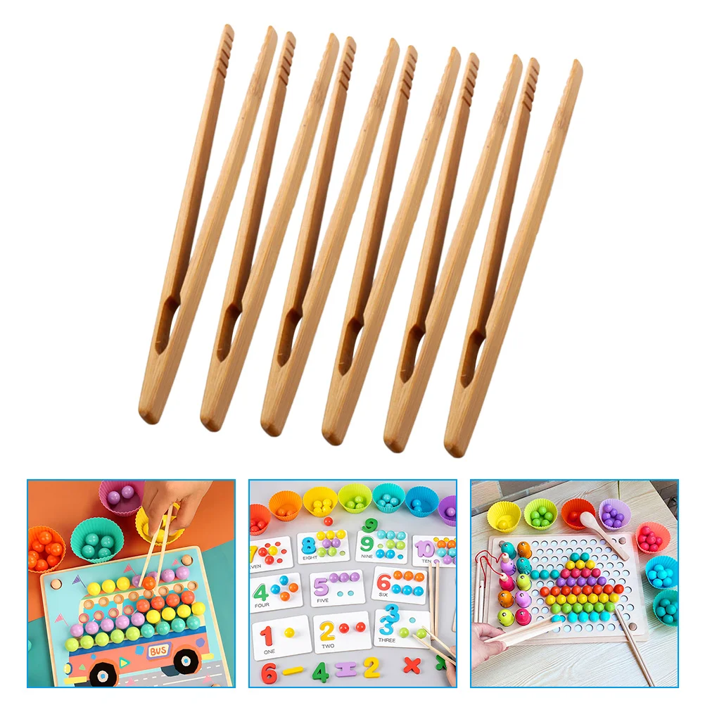 6 Pcs Toy Wooden Tweezers Tool Electric Tongs for Kids Fine Motor Toys Skills Educational Toddler