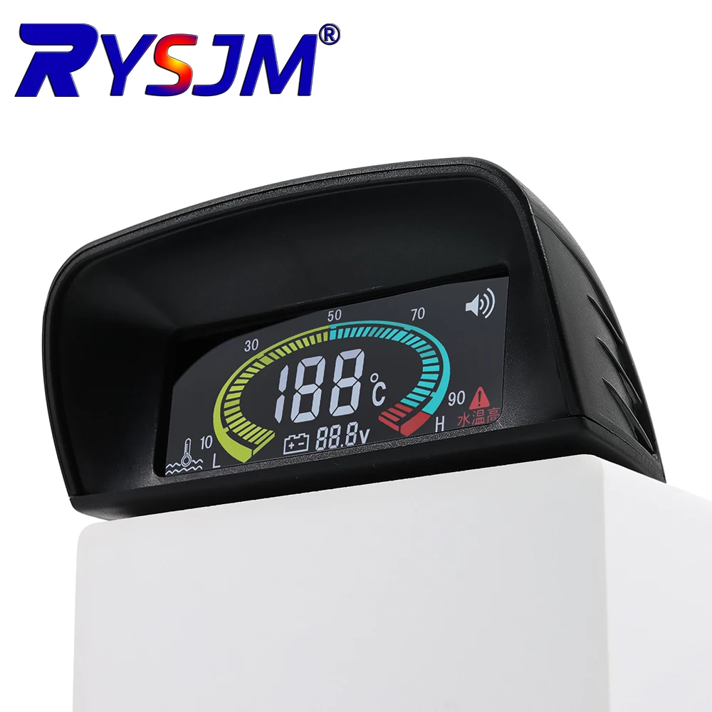 2 In 1 Meter Car Truck Water Temperature Gauge + Voltmeter With Sensor 10mm With Alarm Multifunctional Car Gauge