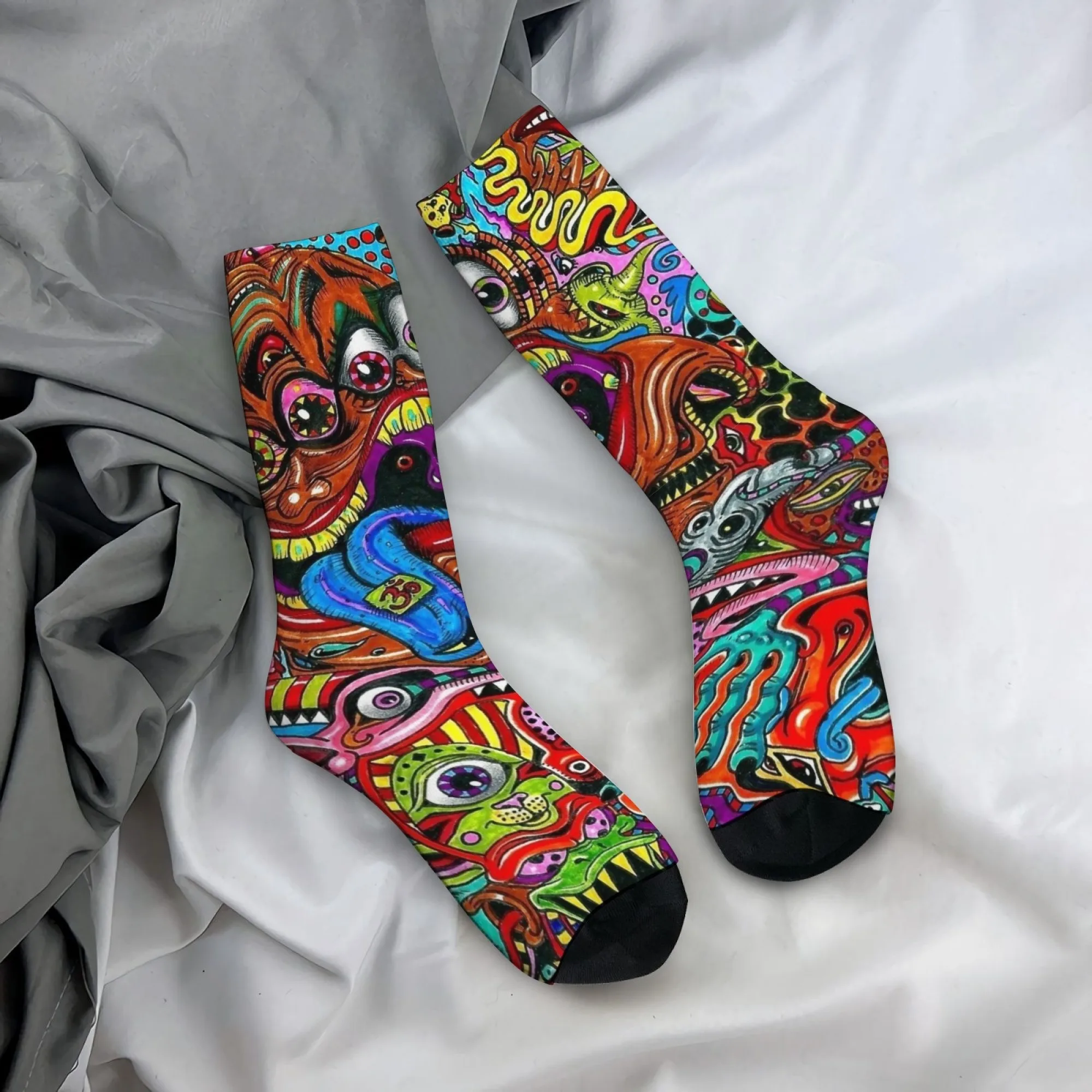Retro Comic Monster Graffiti Herrensocken Harajuku-Stil Street Casual Fashion Hip-Hop Socken Geschenk Neuheit Lustige Kompressionssocken
