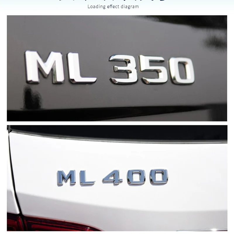 3D ABS Black Car Rear Trunk Badge Sticker Emblem ML 300 320 350 400 500 Logo For Mercedes ML300 ML350 W166 W163 W164 Accessories