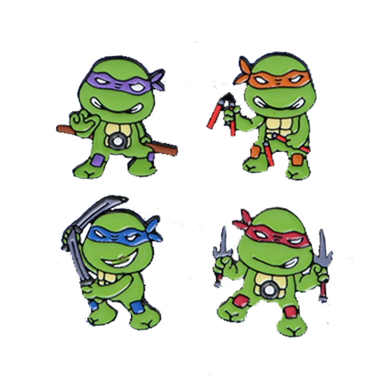 Children Like It 4 Types Teenage Mutant Ninja Turtles Brooch Cartoon Anime Badge Student Clothes Decoration A Gift for A Friend