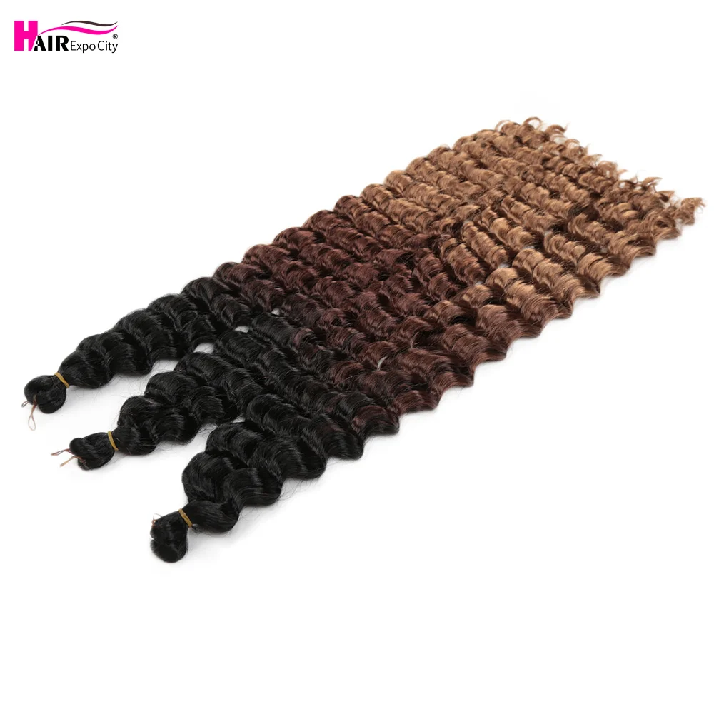 Synthetic Deep Twist Crochet Hair 22-28 Inch Natural African Curls Wavy Braiding Hair Extensions Brown Blonde Hair Expo City