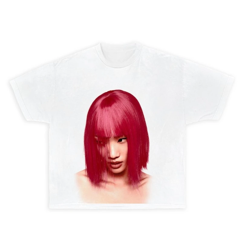 

Deep Red Muse Graphic T-shirt, Midea Streetwear T-shirt, Oversized Retro-style Neutral Shirt, Y2K Cyberpunk Fashion Top
