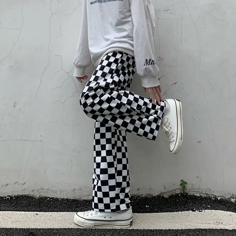 Pantalon gothique à jambes larges pour femmes, streetwear gothique, taille haute, FJM, droit, Harajuku, Punk, automne, nouveau, 2021