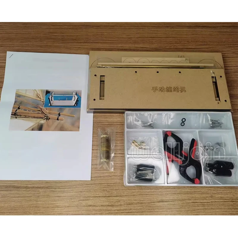 DIY Manual Winding Machine Hobby Model Ship Tool Ropewalk for Standing Rigging Rope Making Model Kit
