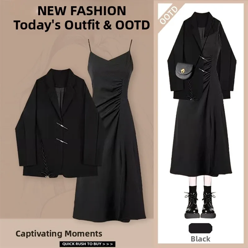 

Осенний модный женский костюм Jaet с поясом и ремешком Dr, комплект из двух предметов, новинка 2025 года, длинный откидной воротник свека