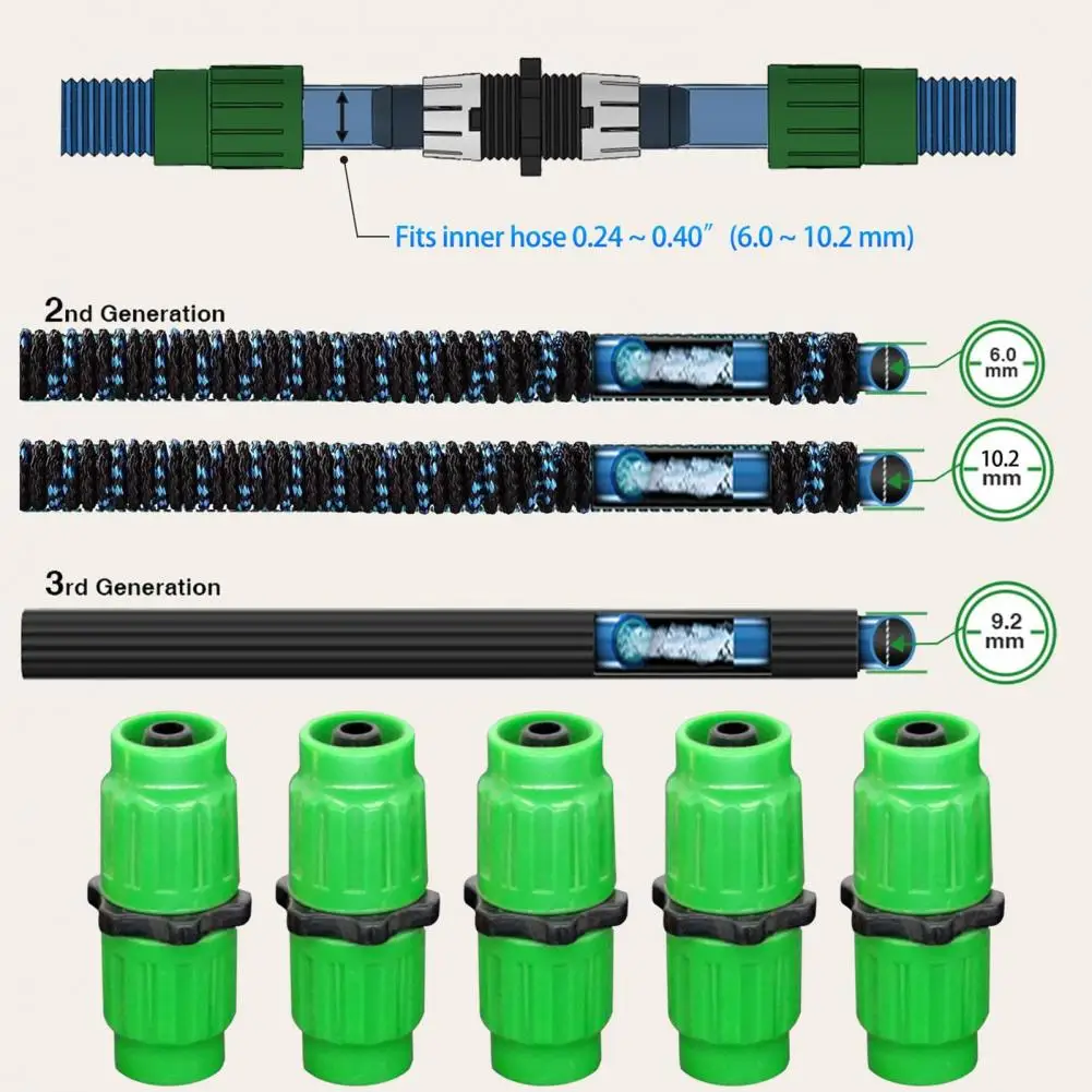 Expansível Jardim Mangueira Repair Kit, Water Pipe Joint, Fix fácil, durável, compatível com a maioria das mangueiras, 10pcs