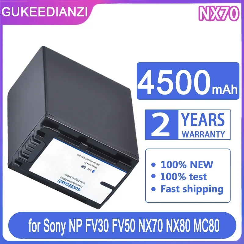 GUKEEDIANZI Replacement Battery 4500mAh for Sony NP FV30 FV50 FV60 FV70 PXW Z90 X70 NEX-VG30E HXR NX70 NX80 MC80