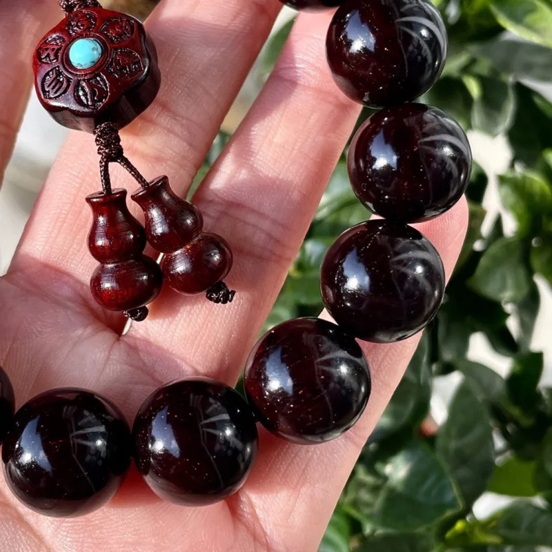 Authentic Indian small-leaf rosewood 1.5mm old material gold-star men's cultural toy bracelet Buddhist prayer beads for