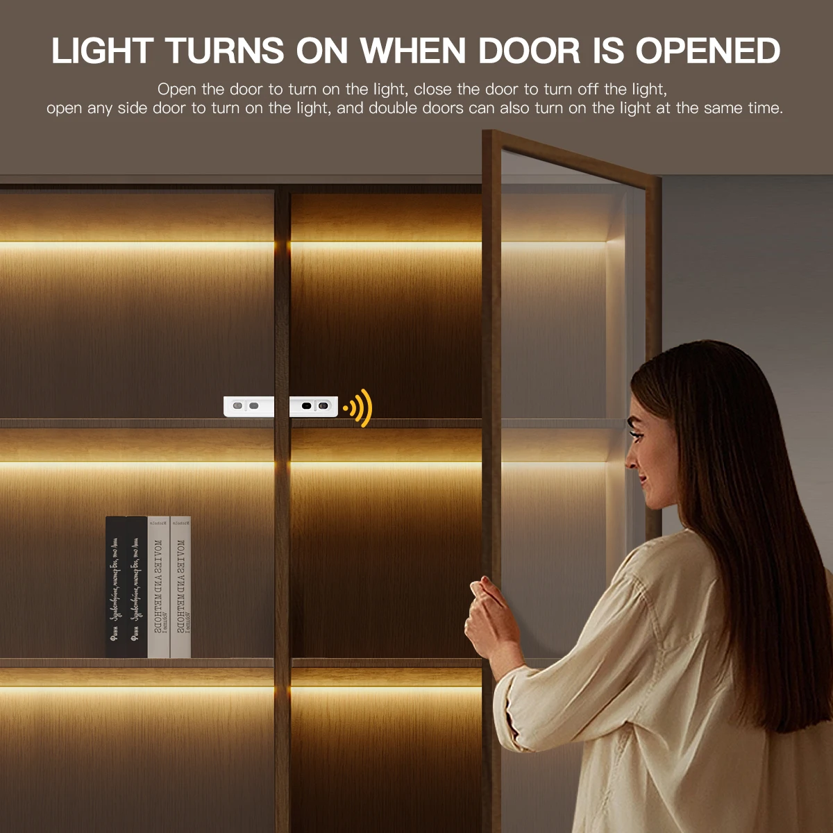 Door Control COB LED Strip Cabinet Light IR Proximity Sensor AC 220V To DC 12V European Standard Plug Smart Closet Wardrobe Lamp