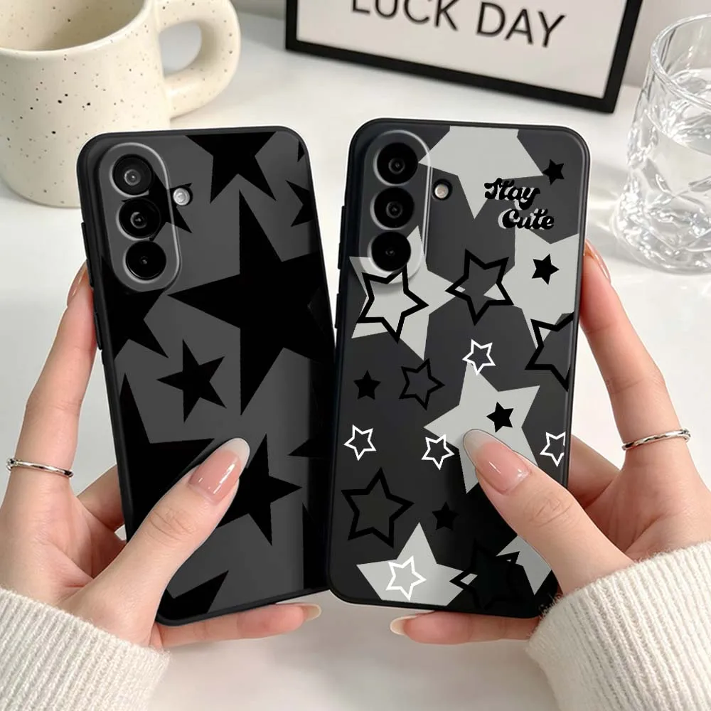 Star Pattern Design Phone Case For Samsung A04 A05 A06 A07 A12 A3 A14 A15 A16 A17 A23 A24 A25 A26 A32 A22 A31 Black