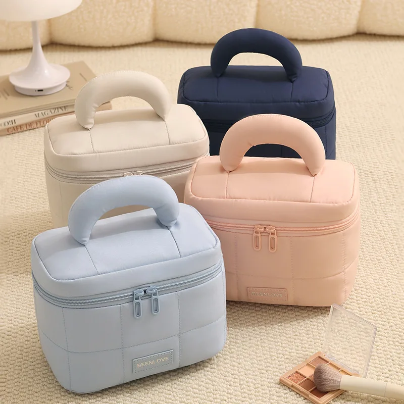 Women Makeup Bag Foldable Lightweight Simple Multi Pocket Design Fashion Practical Storage Bags Large Capacity Portable Handbag