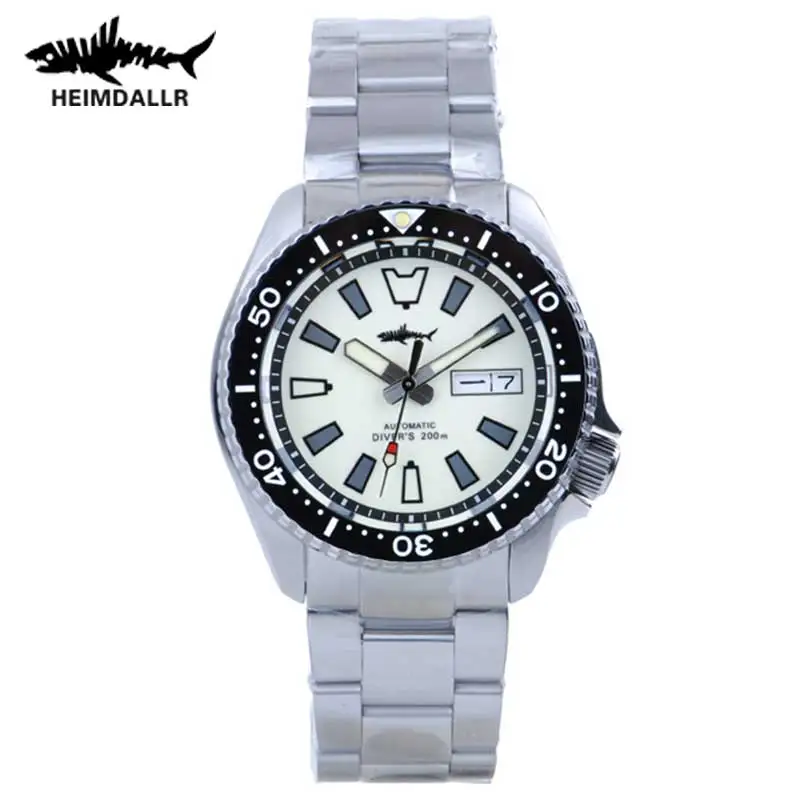 HEIMDALLR Sharkey SKX007 NH36 Automatic Watch Men Sapphire Mechanical Vintage Diver Watches 200m Full Surface C3 Super Luminous