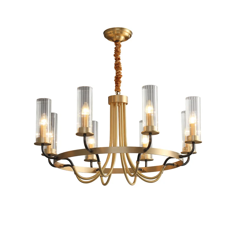 

All copper living room chandelier American simple black gold bedroom light atmospheric country dining room lamp