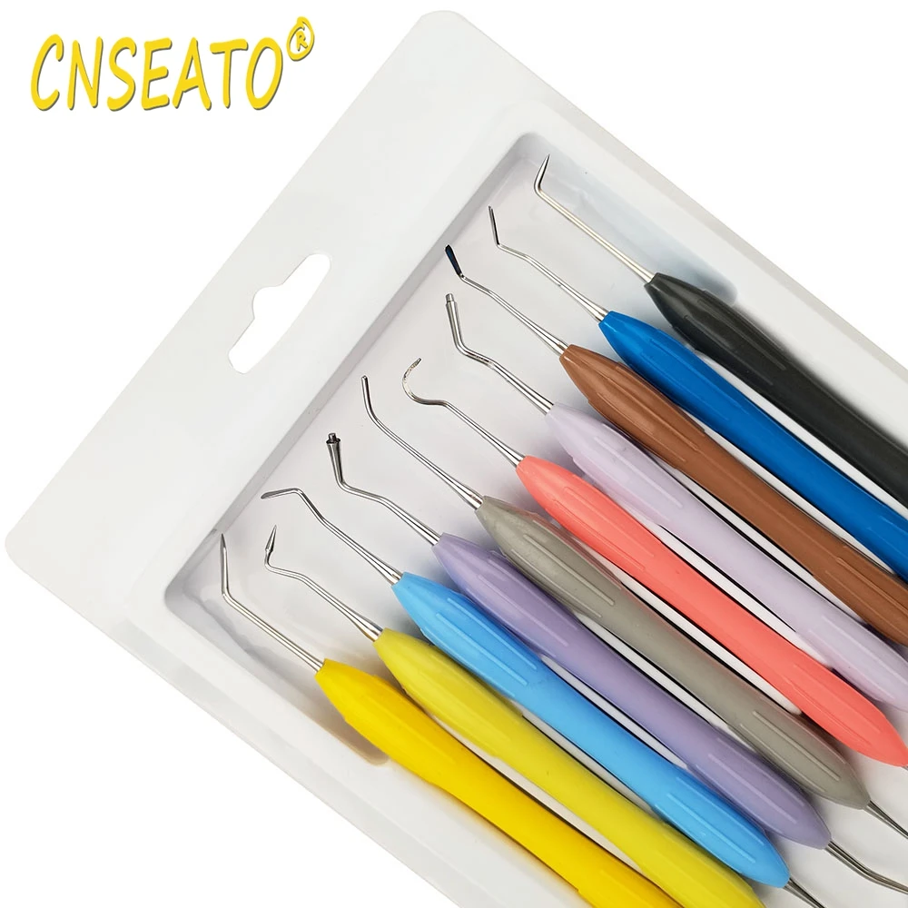 10Pcs Dental Resin Filling Spatula Double Ended Aesthetic Restoration Composite Resin Filler Set Silicone Handle Dentist Tools