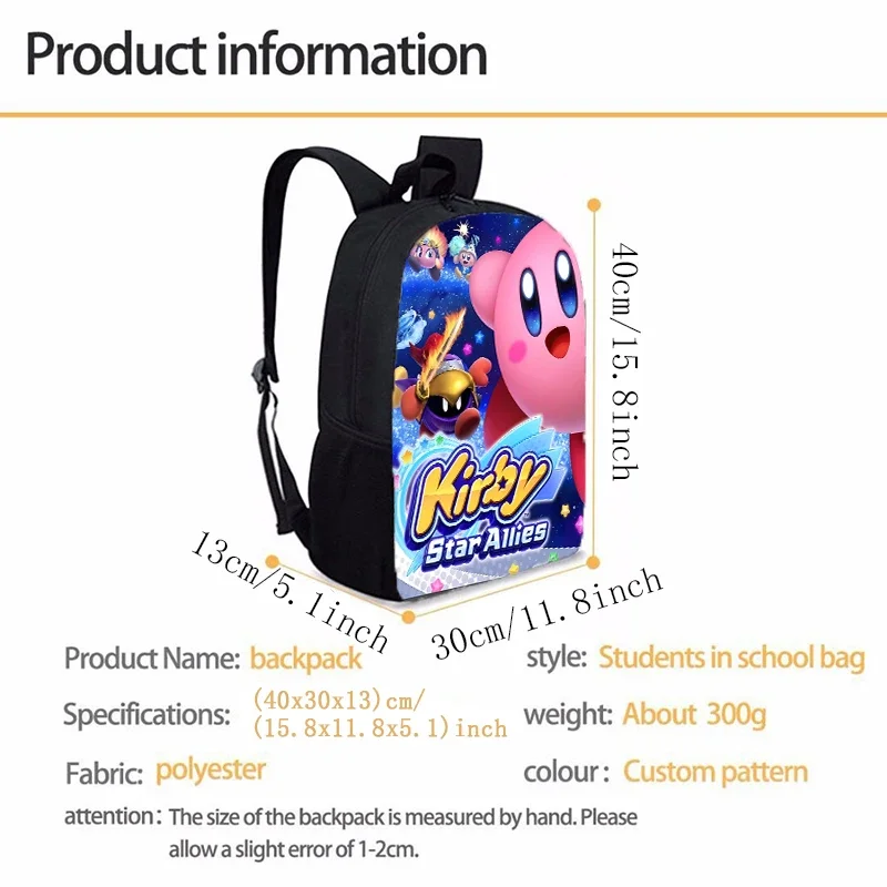 Star Kirbys Teenage Backpack Game Cute Cartoon Print Student Novel Child Back To School Bag Supplies Men Women Official Knapsack