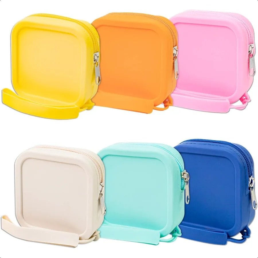 

6 Pcs Silicone Bobby Pin Case Small Travel Jewelry Organizer Waterproof Zipper Pouches Travel Tie Case Mini Coin Pouch Silicone