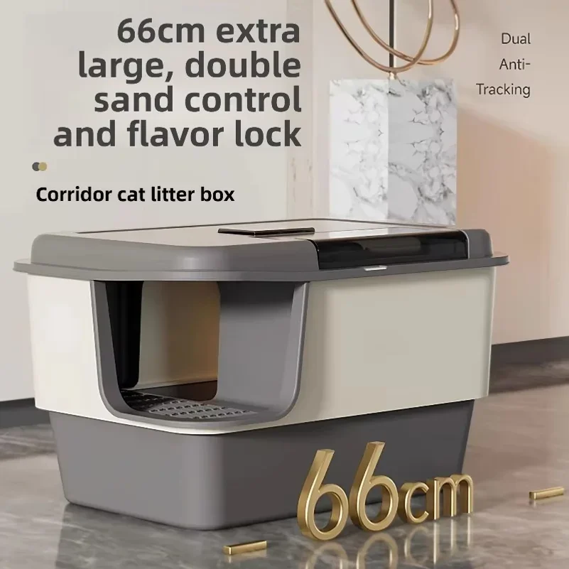 Extra Large Enclosed Litter Box Self Cleaning Toilet Odor Control Anti Scatter Hallway Style XXL Litter Box
