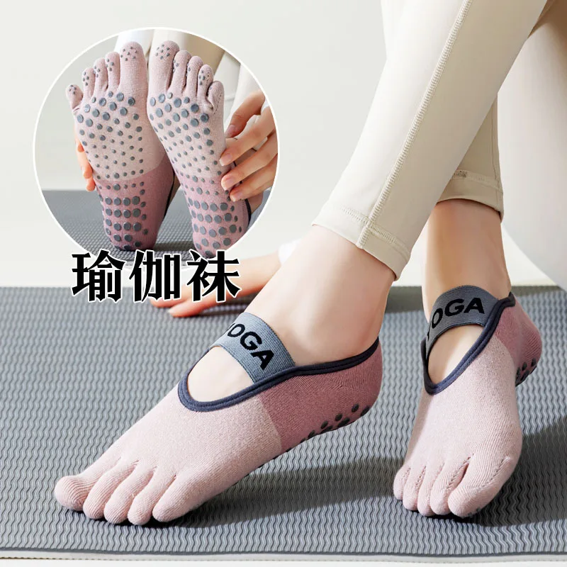 

Yoga Socks Women Glue Dispensing Non-Slip Cotton Socks Summer Indoor Sports Pilates Fitness Strap Toe Socks Women Short