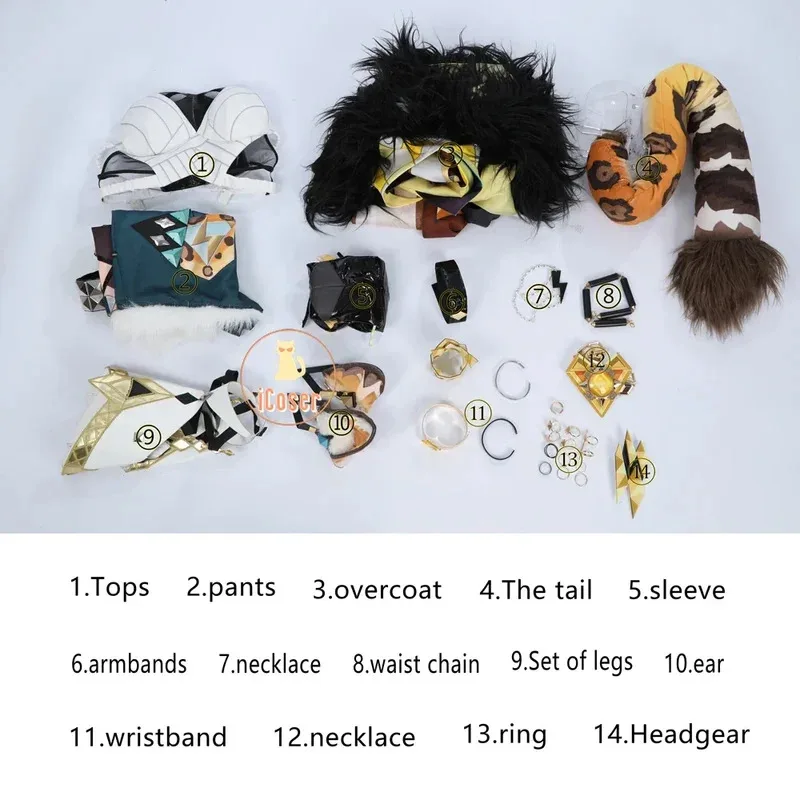 25COSGenshin تأثير Xilonen تأثيري حلي شعر مستعار موحد الذيل أغطية الرأس خواتم قلادة Natlan حفلة الهالوين للنساء الدعائم iCos #5