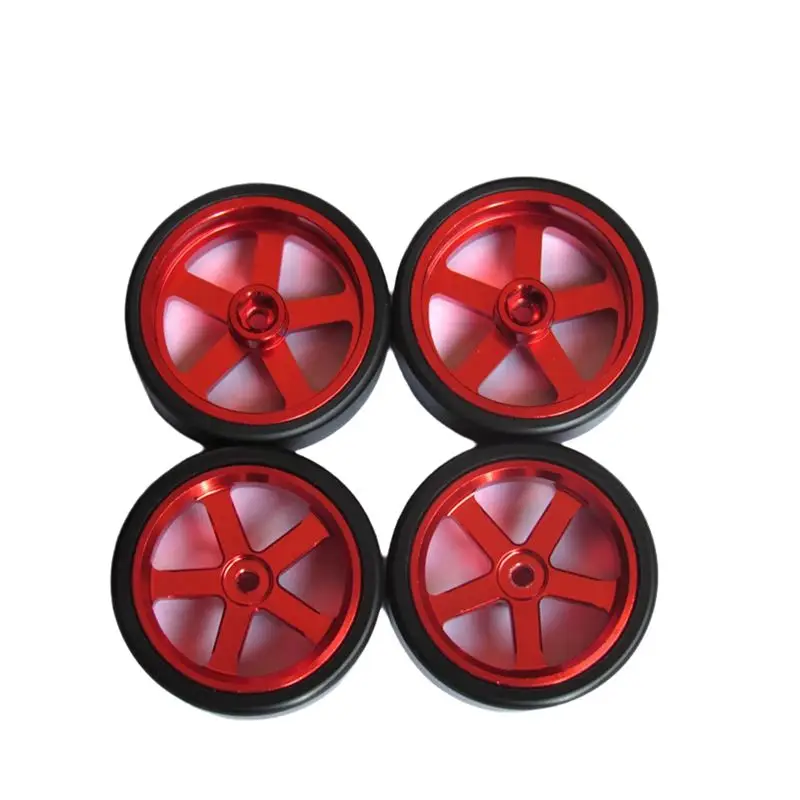 A49K-4Pcs Wheels With Rubber Tires Spare Parts For LDRC AE86 RC Car Upgrade Parts Accessories