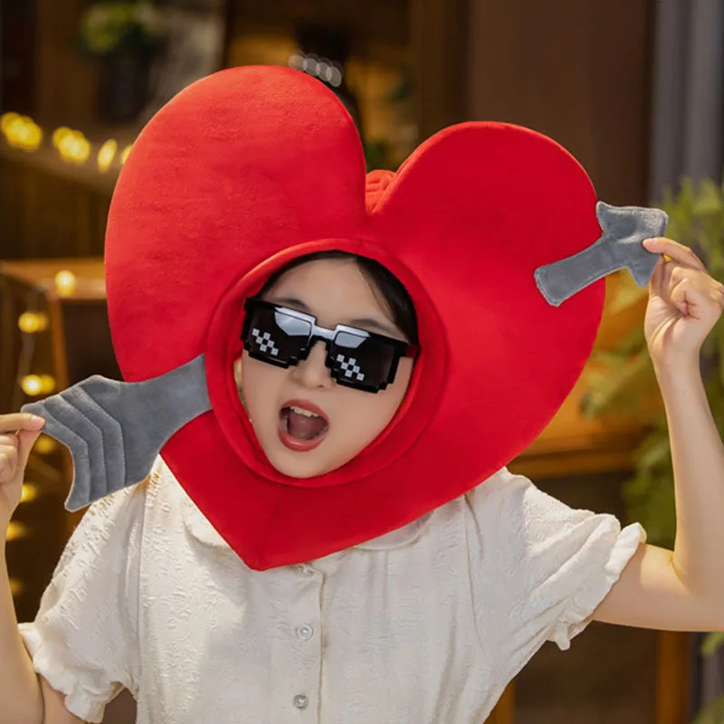 

Cute Funny Valentine's Day Confession Love Hat Cupid Arrows Through The Heart Hood Party Performance Props