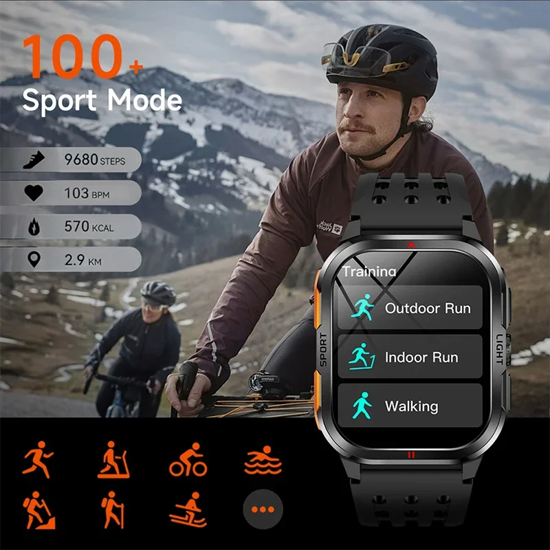 ألعاب القوى الرياضية في الهواء الطلق LED Men Smartwatch Men Bluetooth Call Smartwatch MultiSports Mode Health Monitor 3ATM Smart Watch Man (باللغة الإنجليزية)