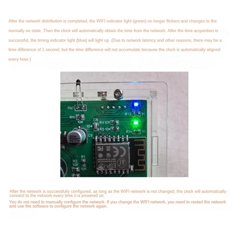 [A93Z!】 WIFI Clock PCB+Electronic Components+Acrylic Network Timing Digital Display LED Dot Matrix Clock RED GREEN TIME