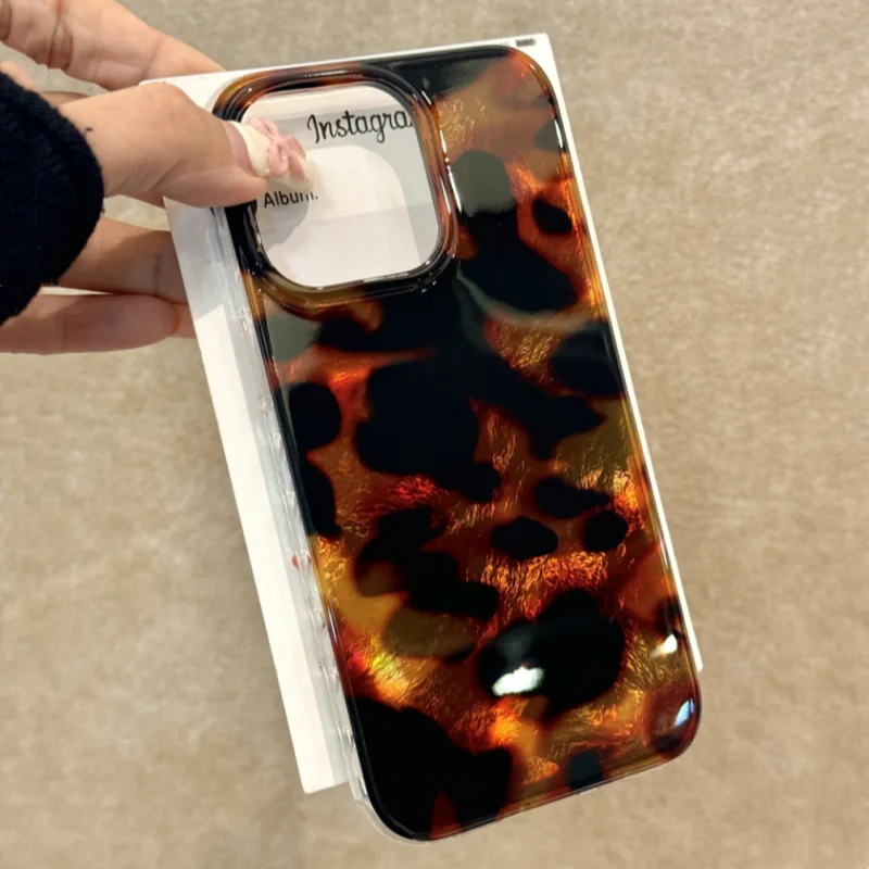 Stylish Tortoiseshell Leopard Pattern Phone Case for Oppo Reno11 Reno12 Reno10 Reno8 Reno7 Reno6 Z F T Pro 4G 5G Texture Cover