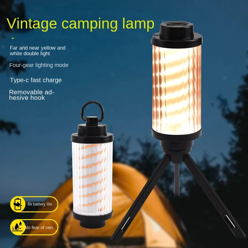 Portable Camping Lamp Modes Rechargeable Tent Light Power Indicator with Hanging Ring for Hiking Fishing Emergency