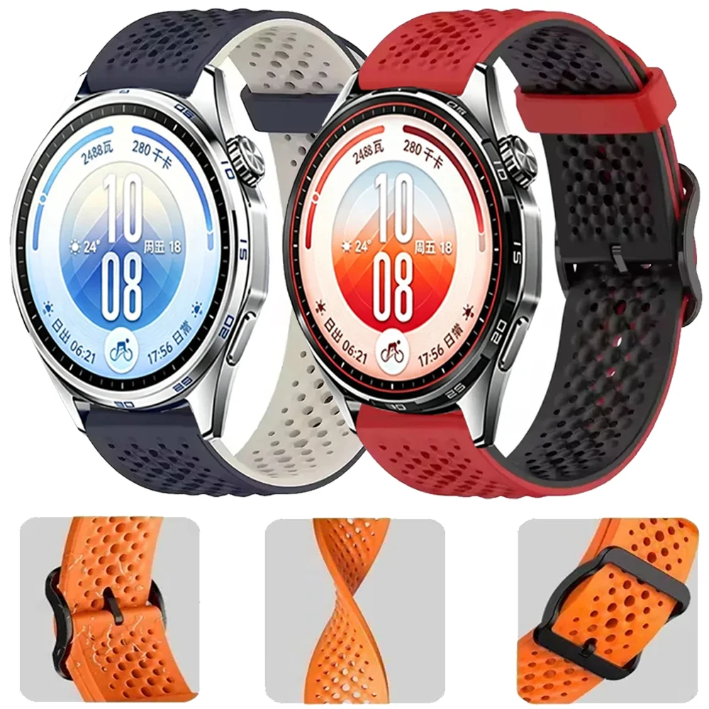 20/22mm Breathable Liquid Silicone Strap for Huawei Whatch GT 7Pro Original Comfortable for Garmin Forerunner 970 570 47mm 42mm