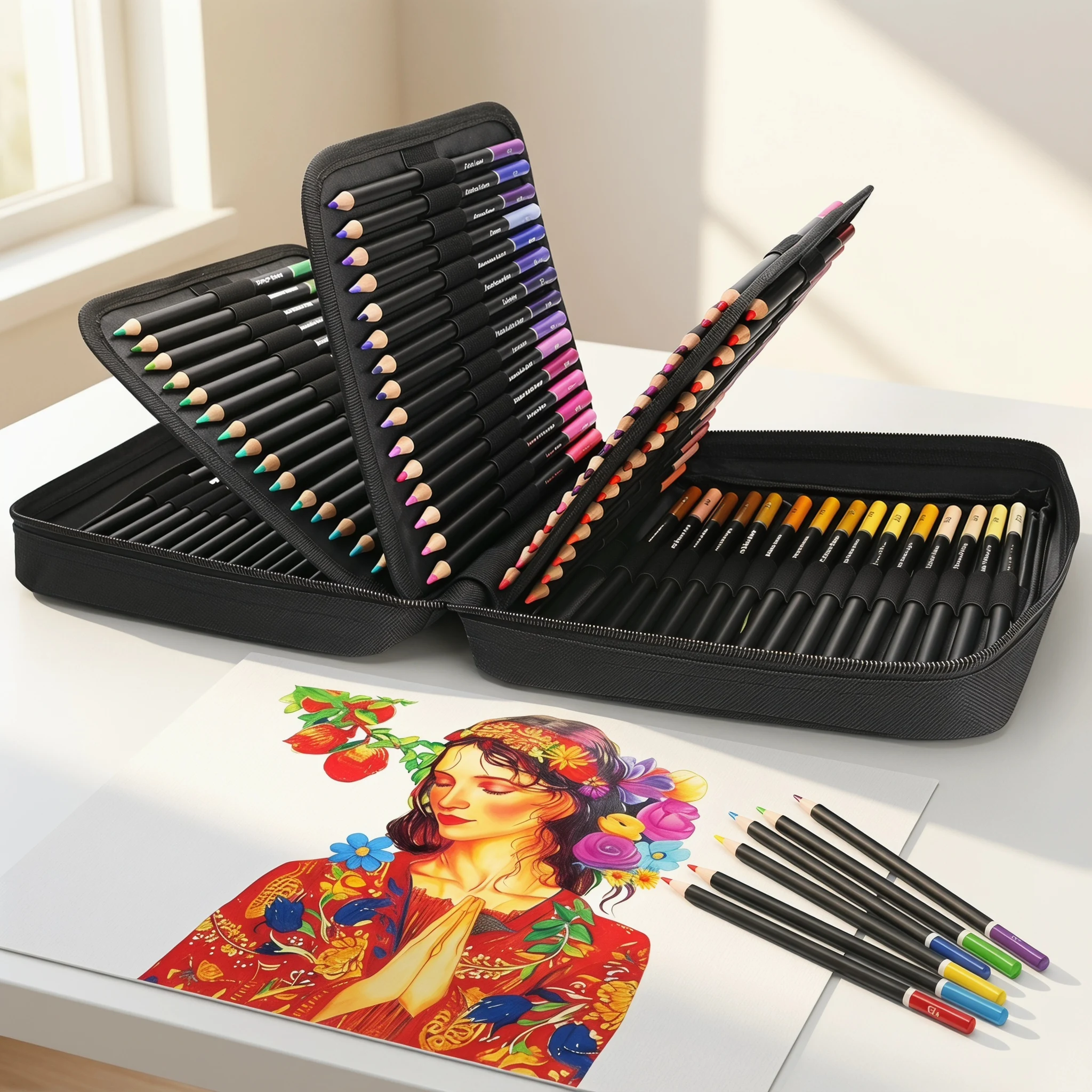 120色の色鉛筆セット、油性ソフト芯、大人の塗り絵やスケッチに最適、鮮やかなイラストが入った耐久性のある木製アートキット