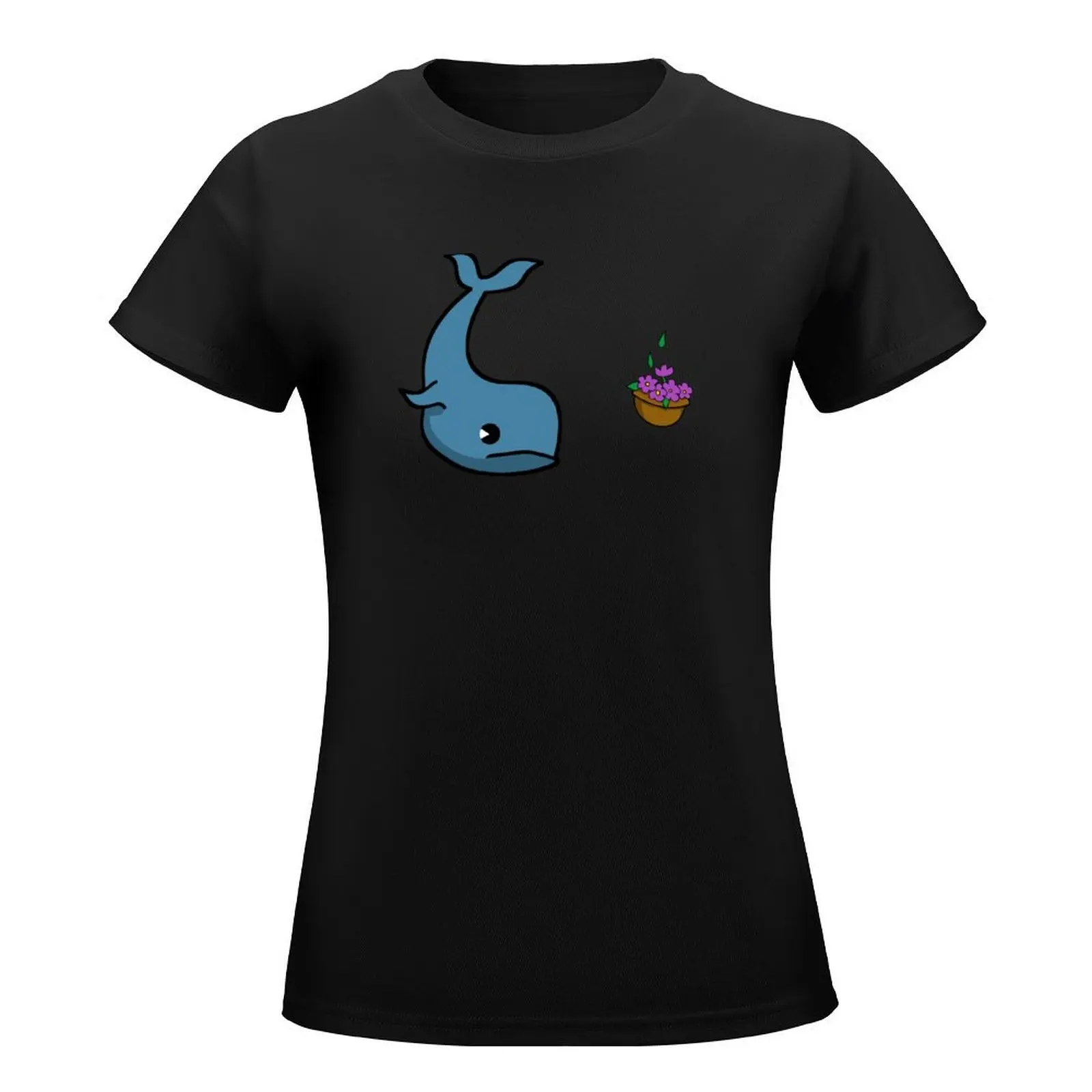 Whale and Bowl of Petunias T-Shirt lady clothes summer clothes aesthetic clothes female t-shirts for Women loose fit