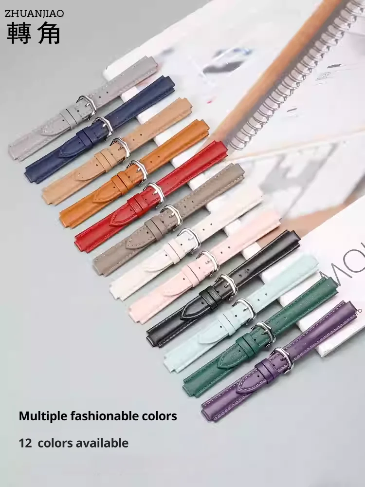 Convex interface genuine leather watch strap for Cartier Casio Fiyta Rossini soft comfortable smooth cowhide watchband wristbelt