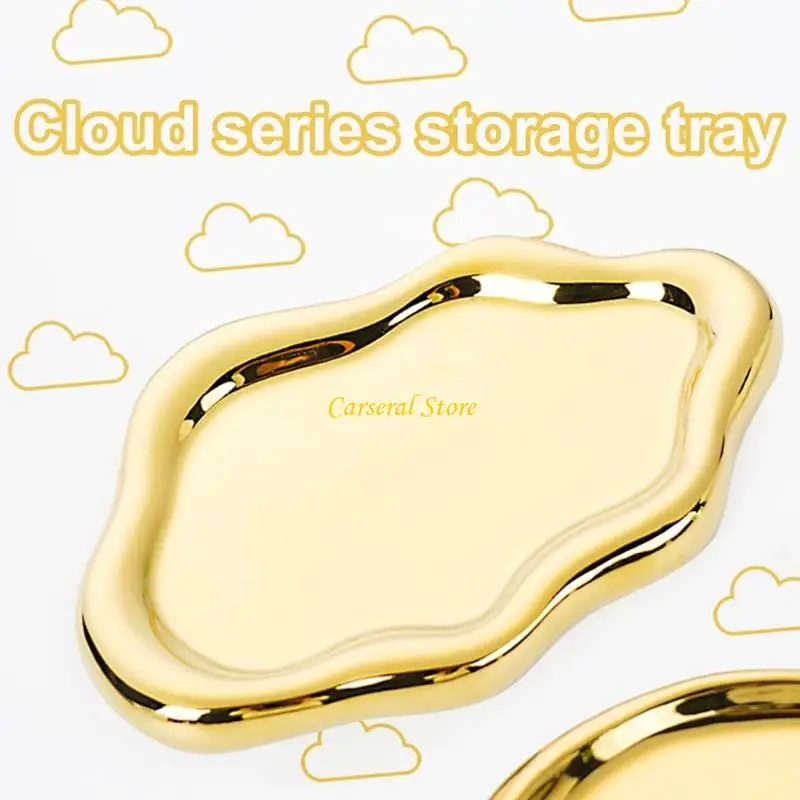 

M4YF Creative Cloud Formed Ceramic Jewelry Tray Multifunctional Home Styling Holder Sturdy Base for Rings Earrings