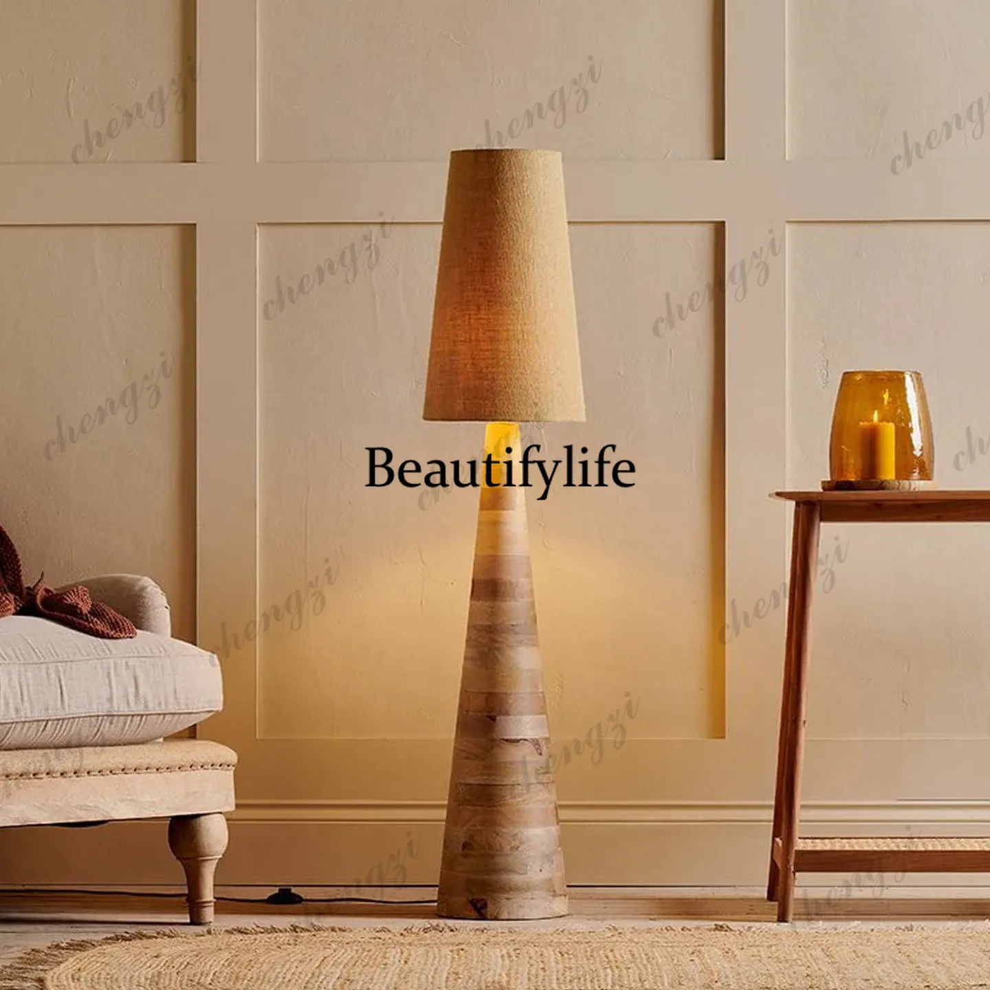 American retro solid wood floor lamp, living room bedroom bedside lamp creative and simple, lamp study decoration