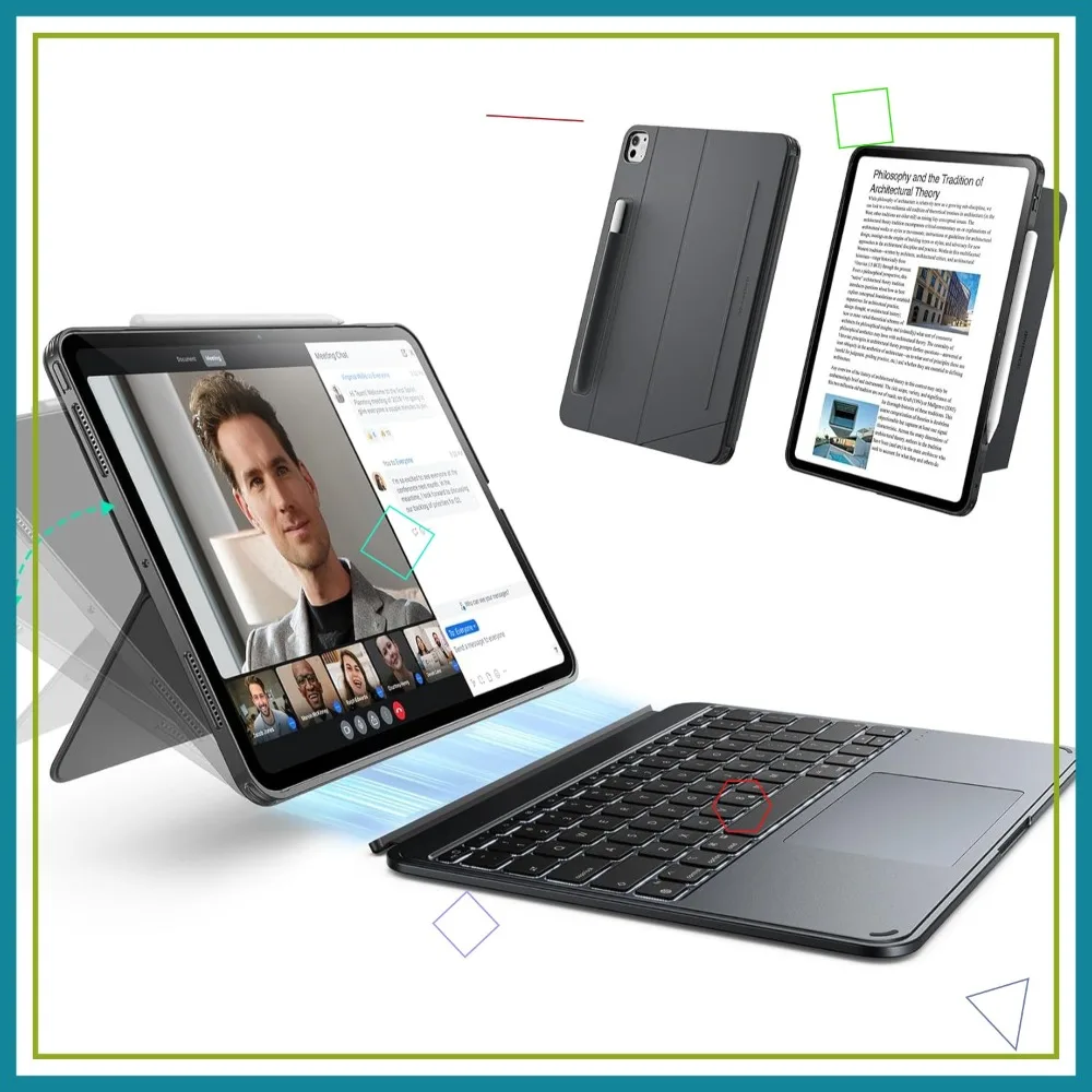 Keyboard Case for iPad Pro 13" M5/M4 2025/2024, Magnetic Detachable, Portrait/Landscape Modes, Large Trackpad, Backlit Keys
