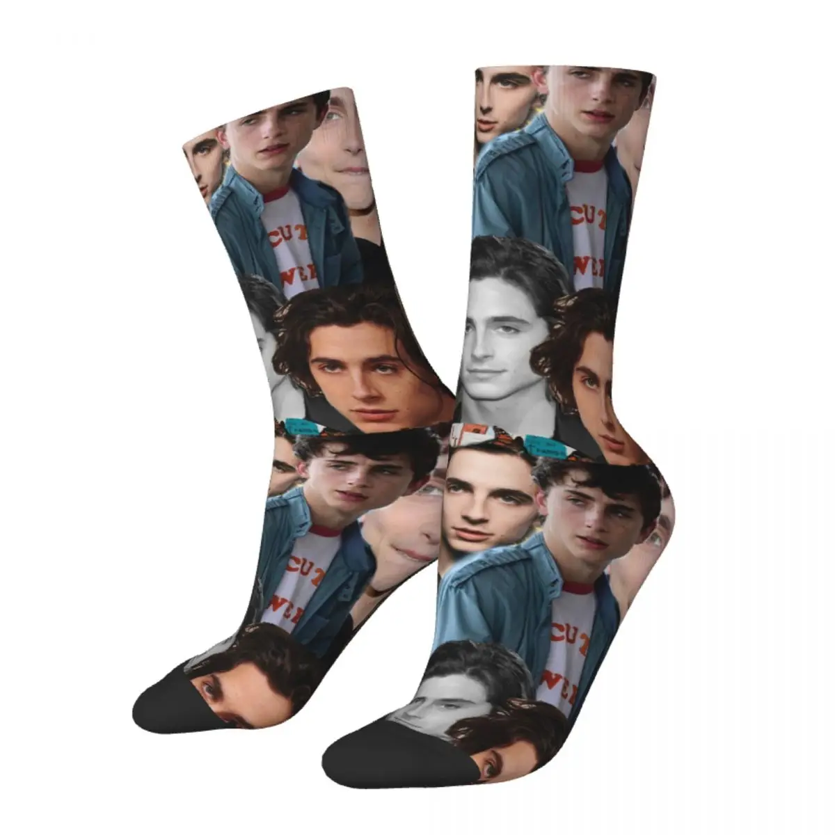 Inverno quente casual unisex timothee chalamet collage meias elio cmbyn pouco suor feminino absorvendo meias de futebol