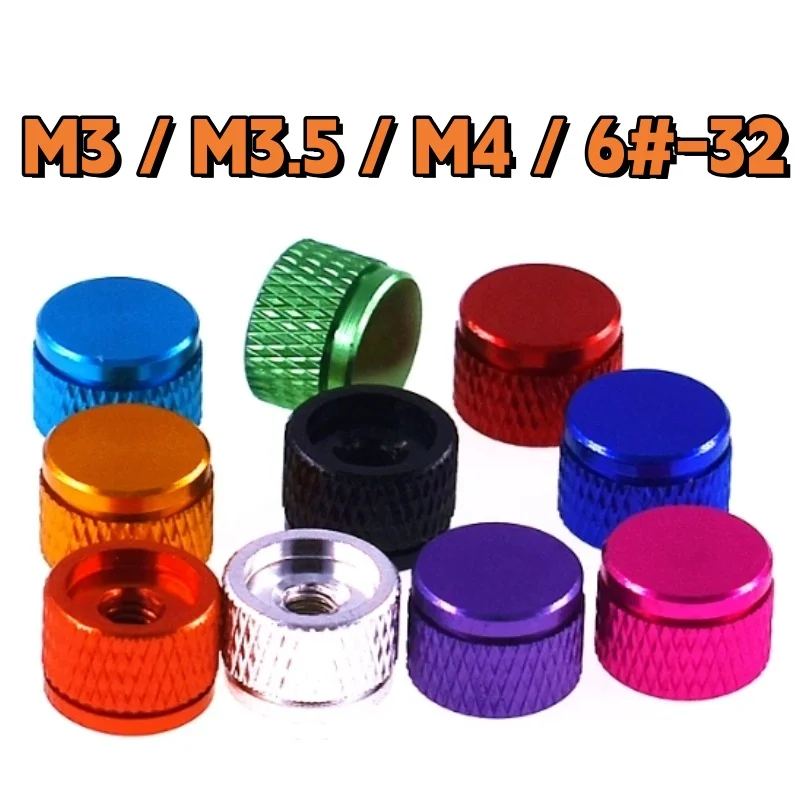 2pcs Hand Tighten Nuts M3 M3.5 M4 6#-32 Aluminum Alloy Knurled Thumb Nut Single-pass Nuts Computer Host Box