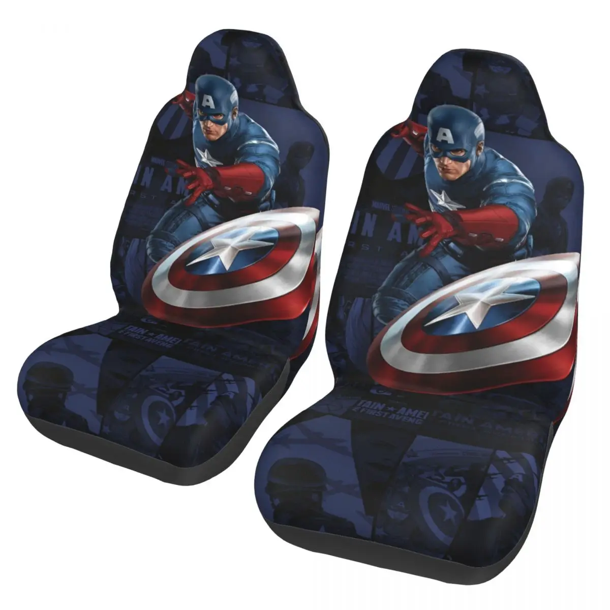 

Автомобильные чехлы на сиденья Captain America для автомобилей, внедорожников и грузовиков, универсальные чехлы на передние сиденья, комплект из 2 шт.