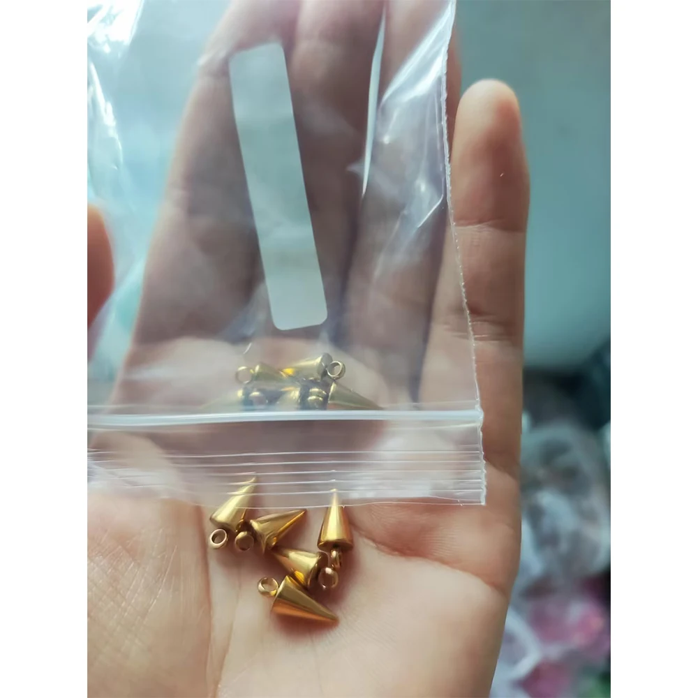 10PCS Dijes de Cono de Acero Inoxidable, Abalorios Retro con Forma de Bala y Púas para Hombre y Mujer, para la Fabricación de Joyas, Pendientes de Aro y Collares