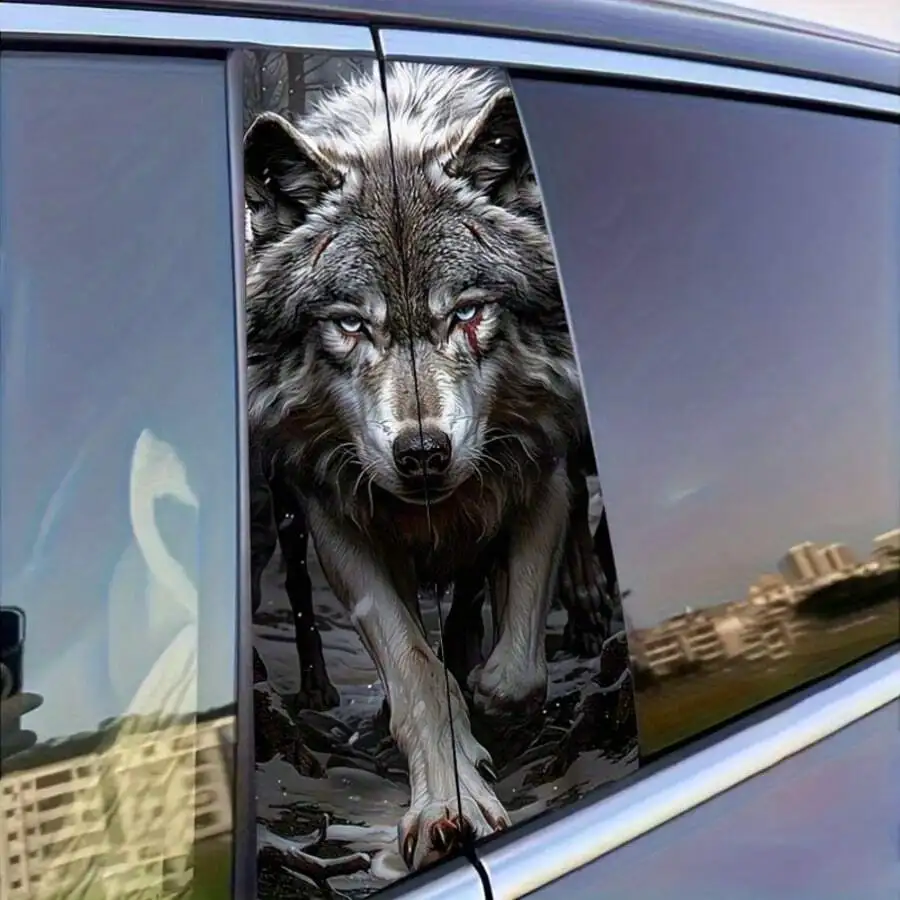 Wolf King Car Sticker Set, Easy To Apply And Remove, Specially Designed For B-Pillar Protection. Car Stickers - Easy To Apply