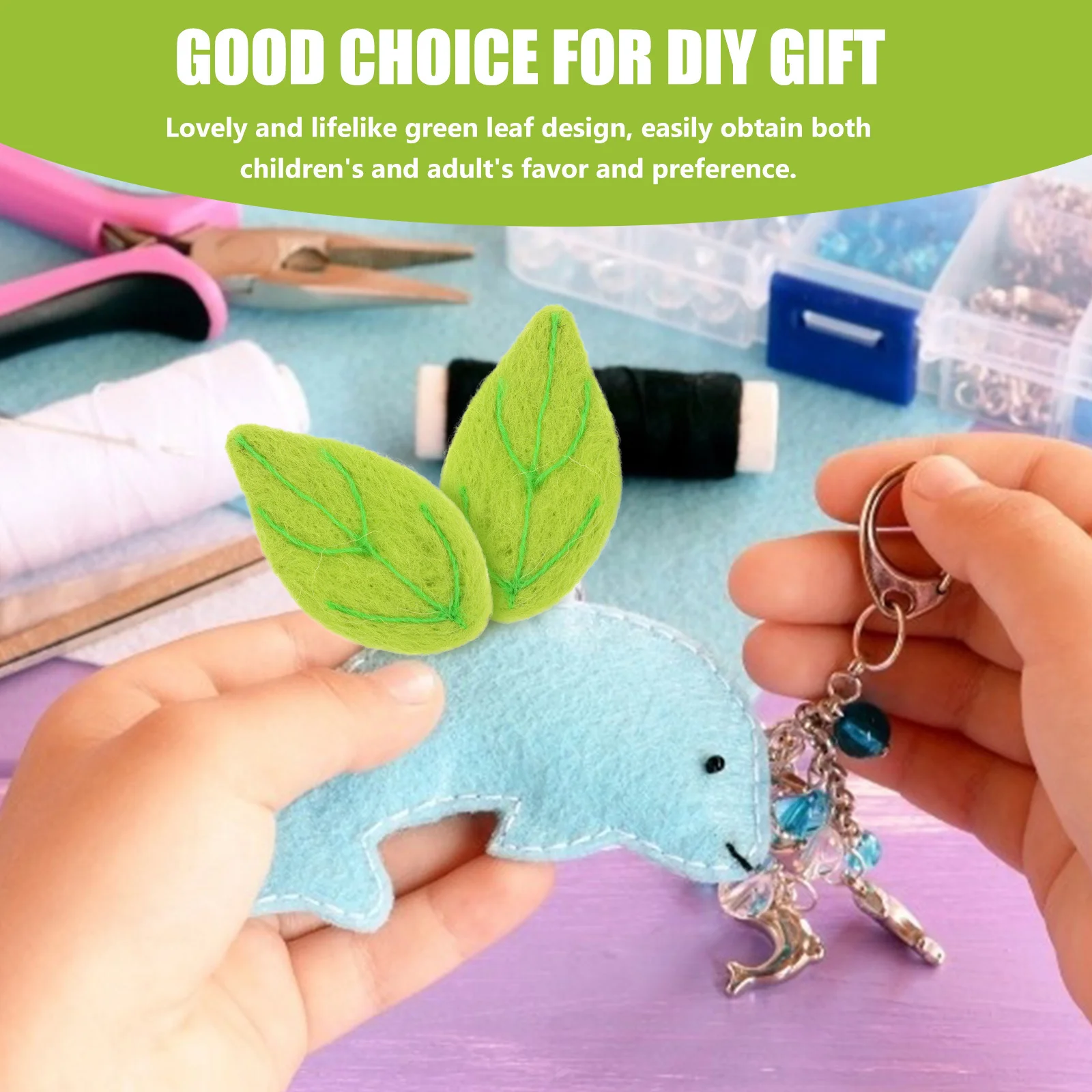 

10pcs Wool Felt Leaf Green Leaves-Shape Diy Hairpin Accessories Craft Making Brooch Decor Material For Kids Party Wall Hair Clip