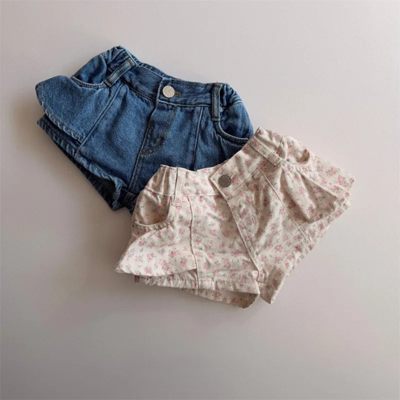 

2026 Summer New Children Denim Shorts Cute Girls Fashion Floral Shorts Kids Casual Shorts Toddler Jeans Shorts Baby Clothes
