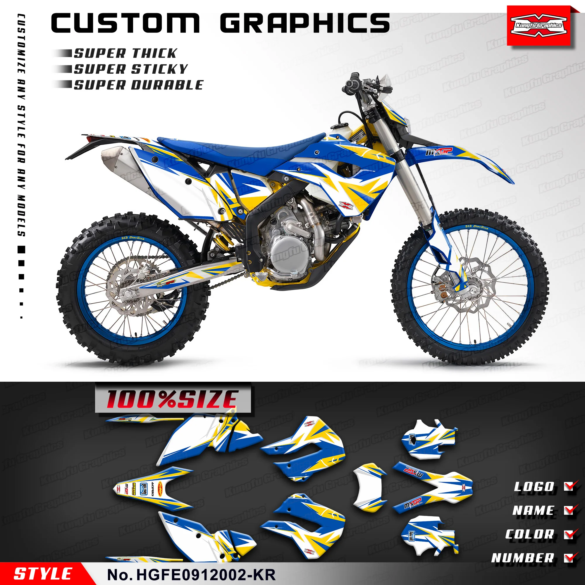 

KUNGFU GRAPHICS Adhesive Sticker Wrap Design for Husaberg FE 390 450 570 2009 2010 2011 2012, HGFE0912002-KR