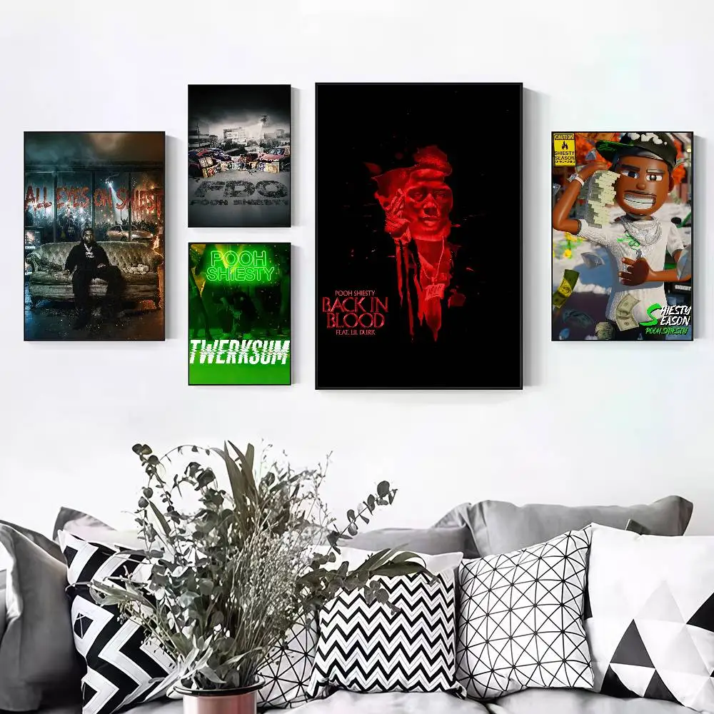 P-Pooh Shiesty All Eyes On Shiest Peelable Self-adhesive Poster Stickers Are Suitable For Frameless Wall Decoration In A Room