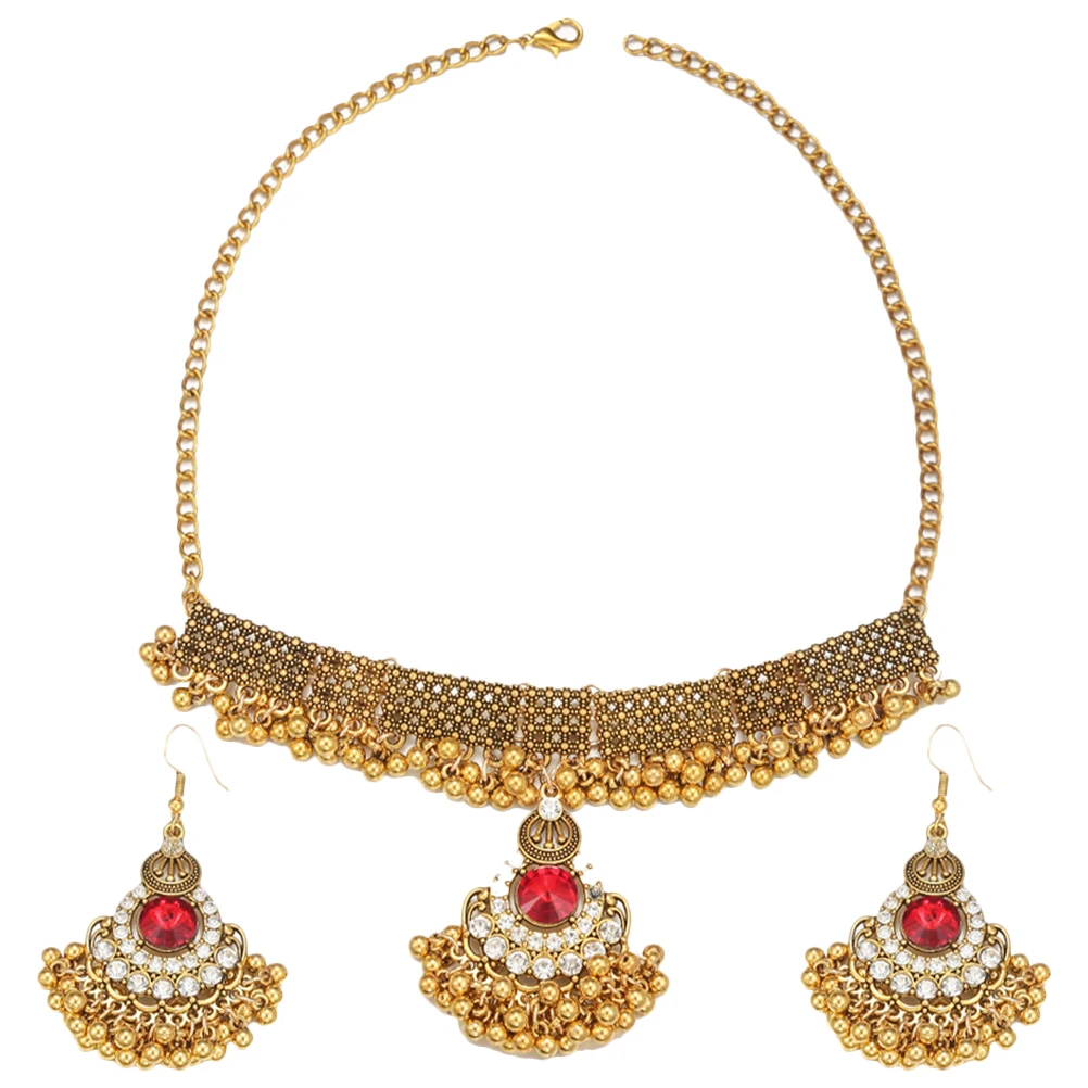 

1 Set Vintage Necklace Women Jewelry Set Earrings Pendant Choker Drop Dangle Hook African Statement Gift Wedding Party Prom