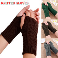 Winter Women Knitted Gloves Without Fingers Elegant Short Mittens Warm Hand Warmer Wrist Elastic Fingerless Half Finger Gloves