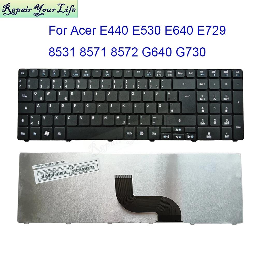 German Keyboard For Acer eMachines E440 E442 E529 E530 E640 E730 G460 G640 Timeline 8531 8571G 8572 PK130C93A08 Notebook Teclado